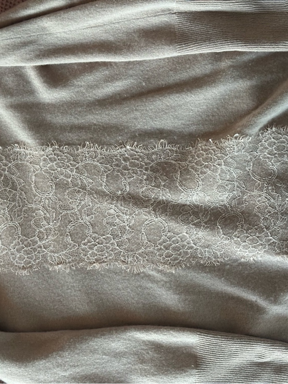Garnet Hill Lace-Inlay Crew Sweater in Cashmere Blush - Picture 6 of 7